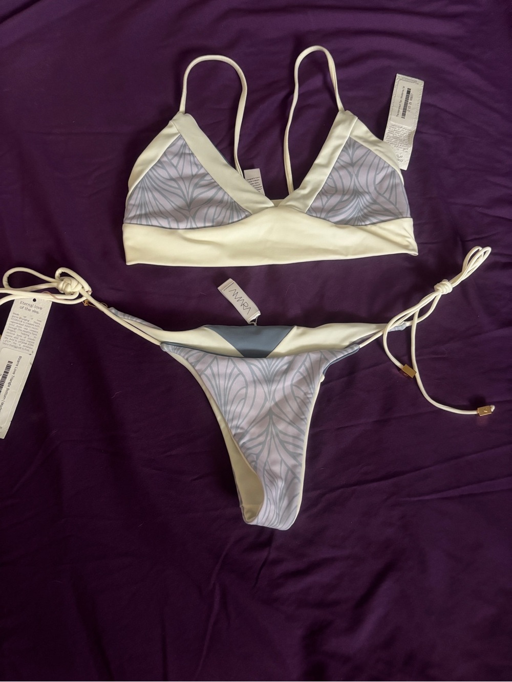 Purple & White Triangle Bikini Set